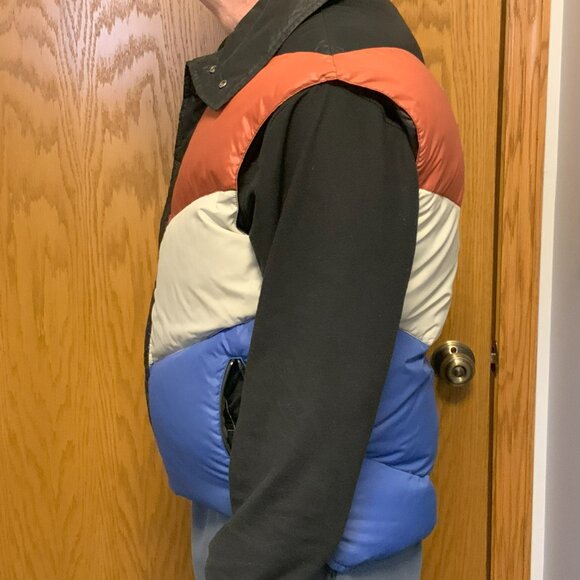 Campus - Vintage Down Filled Vest Jacket Rust, Light Gray & Blue - Picture 2 of 11